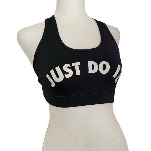 Nike Small Victory Compression Sports Bra Black Logo Straps Medium Impact - Picture 5 of 9